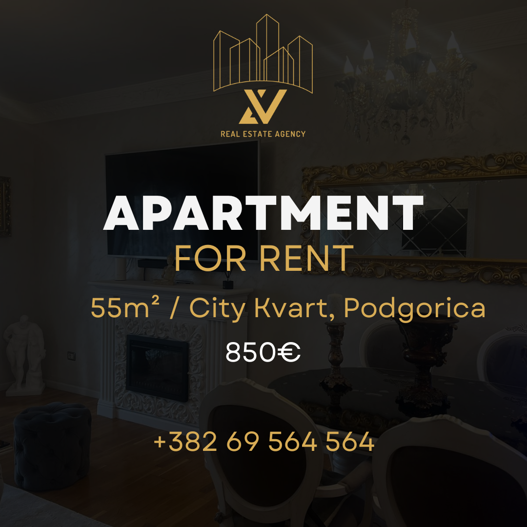 Luksuzan jednosoban stan za izdavanje – City Kvart, Podgorica (55 m²)