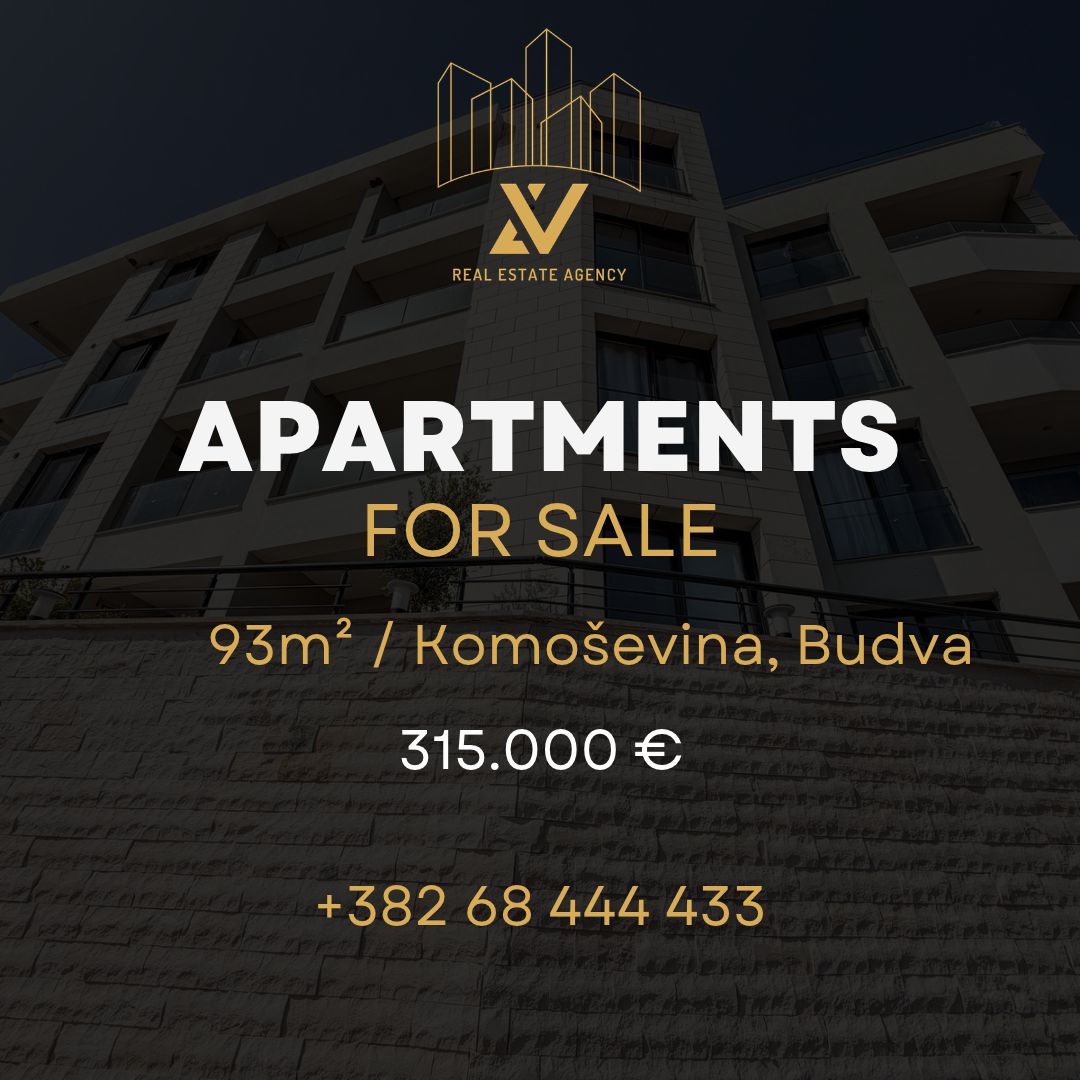 Trosoban stan sa pogledom na more na prodaju – Komoševina, Budva (93 m²)