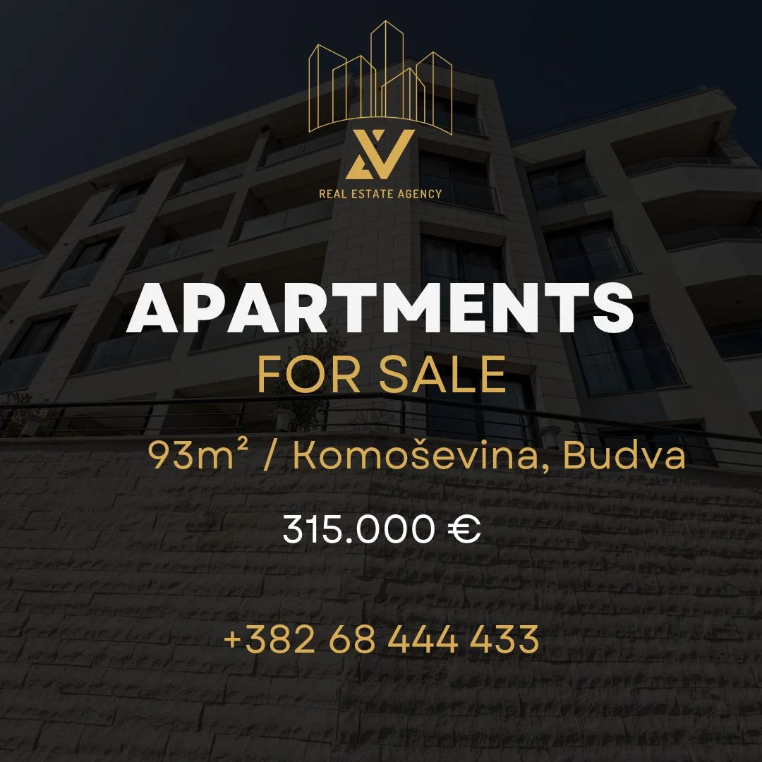 Trosoban stan sa pogledom na more na prodaju – Komoševina, Budva (93 m²)